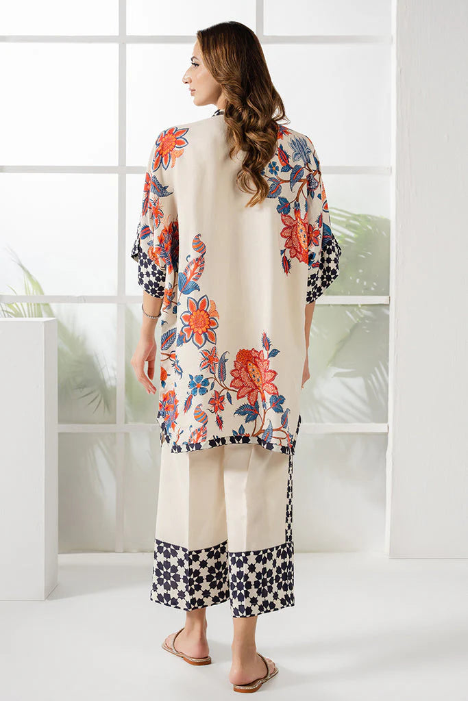 Zarwa - Cream Floral Luxe Digital Printed 2pc