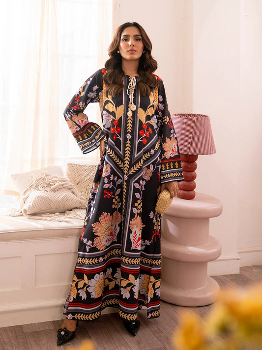 Nargis - Stitched 2pc Kaftan style printed Suit - Silk