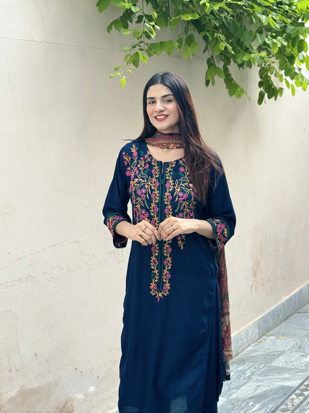 Rang Ja - 2Pc Embroidred Suit - Premium Swiss Lawn