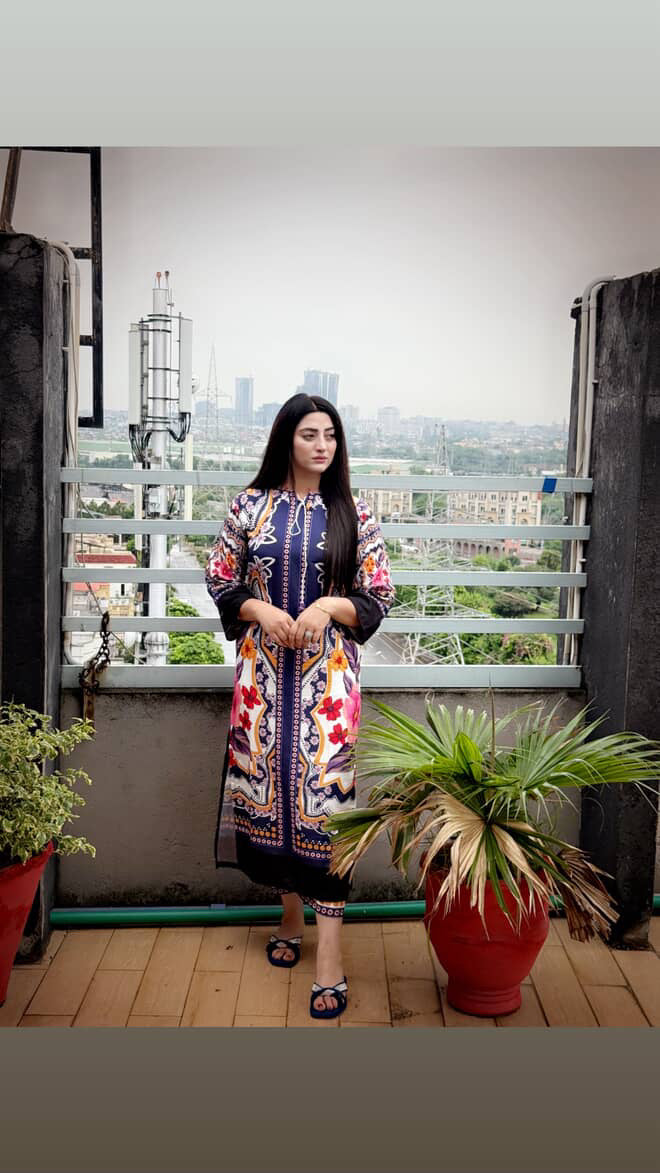 Kashish - Stitched 2Pc Kaftan style printed Suit - Premium Swiss Lawn