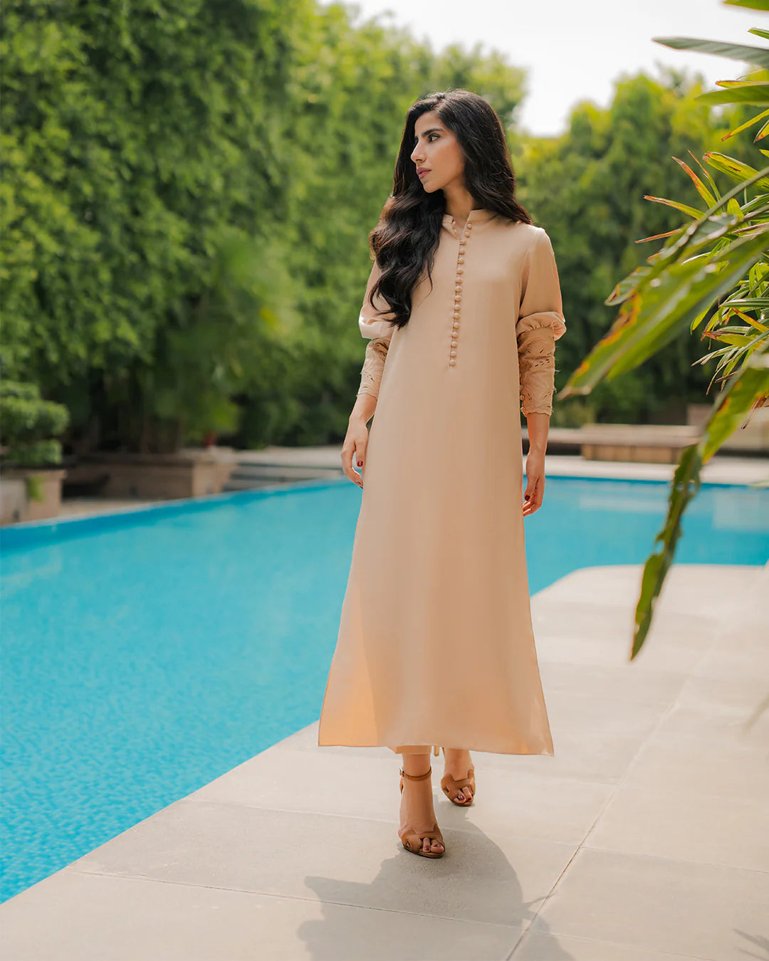 Zoya - Stitched 2pc Beige Venice Set - Premium Crepe Fabric