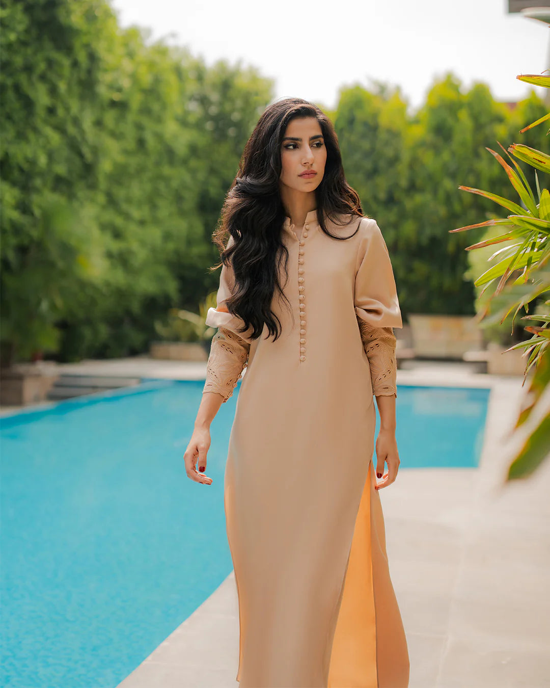 Zoya - Stitched 2pc Beige Venice Set - Premium Crepe Fabric