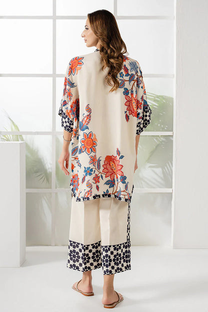Zarwa - Cream Floral Luxe Digital Printed 2pc