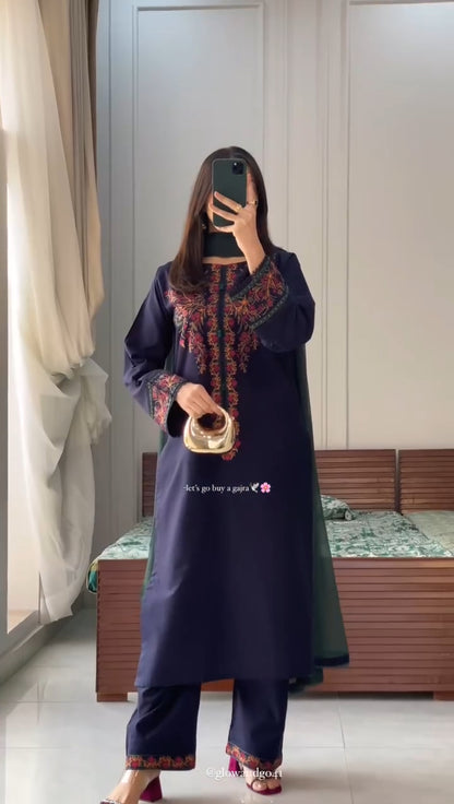 Rang Ja - 2Pc Embroidred Suit - Premium Linen