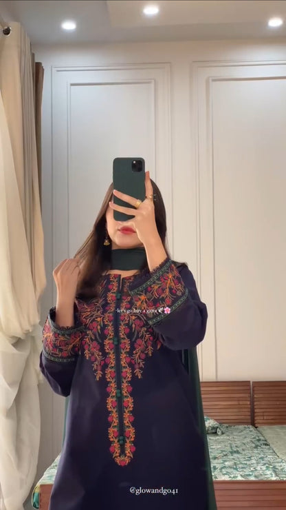 Rang Ja - 2Pc Embroidred Suit - Premium Linen