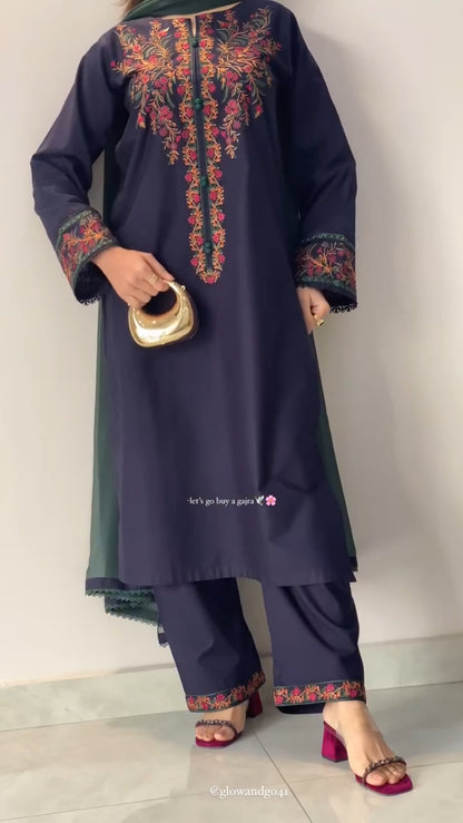 Rang Ja - 2Pc Embroidred Suit - Premium Linen