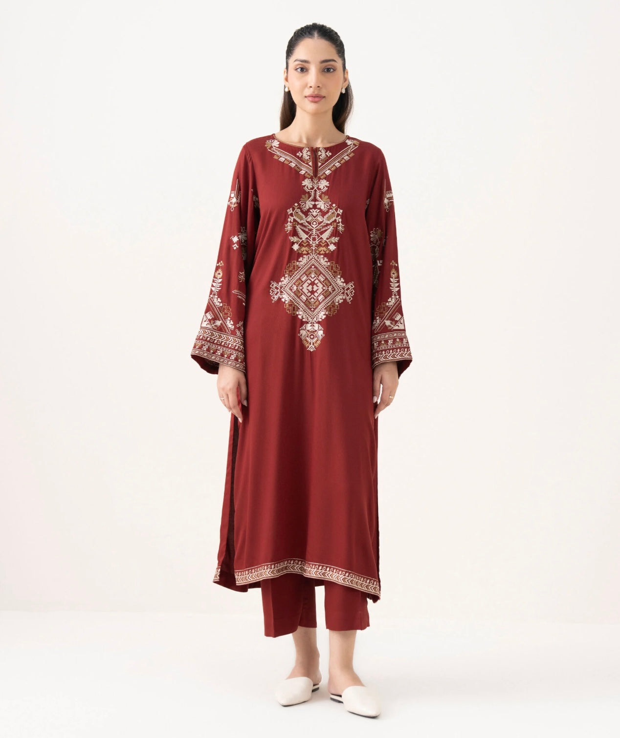Eshal - 3pc Embroidred Suit - Premium Fabric