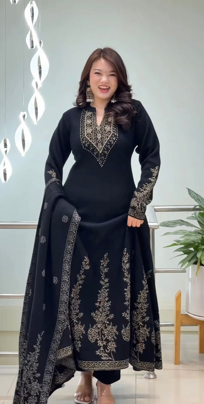 Iqra - 3pc Embroidred Frok - Premium Fabric