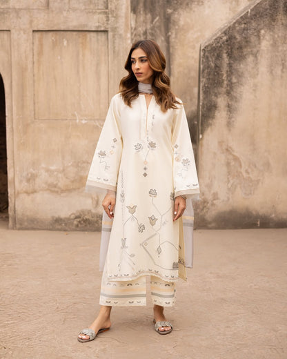 Norah - 2Pc Embroidred Suit - Premium Linen