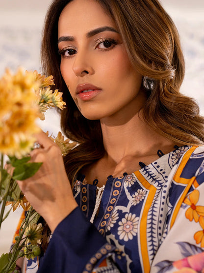 Kashish - Stitched 2Pc Kaftan style printed Suit - Silk