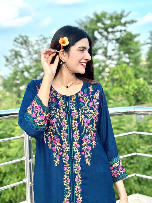 Rang Ja - 2Pc Embroidred Suit - Premium Swiss Lawn