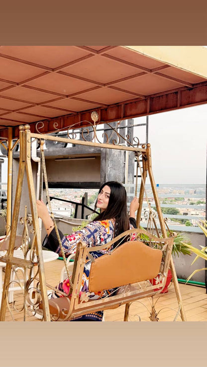 Kashish - Stitched 2Pc Kaftan style printed Suit - Silk