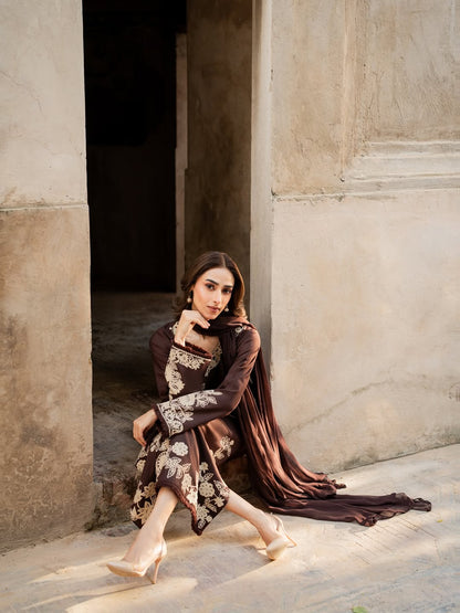 Mahzaib - 3pc Embroidred Suit - Premium Fabric