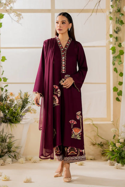 Fareeha - 3pc Embroidred Suit - Premium Fabric