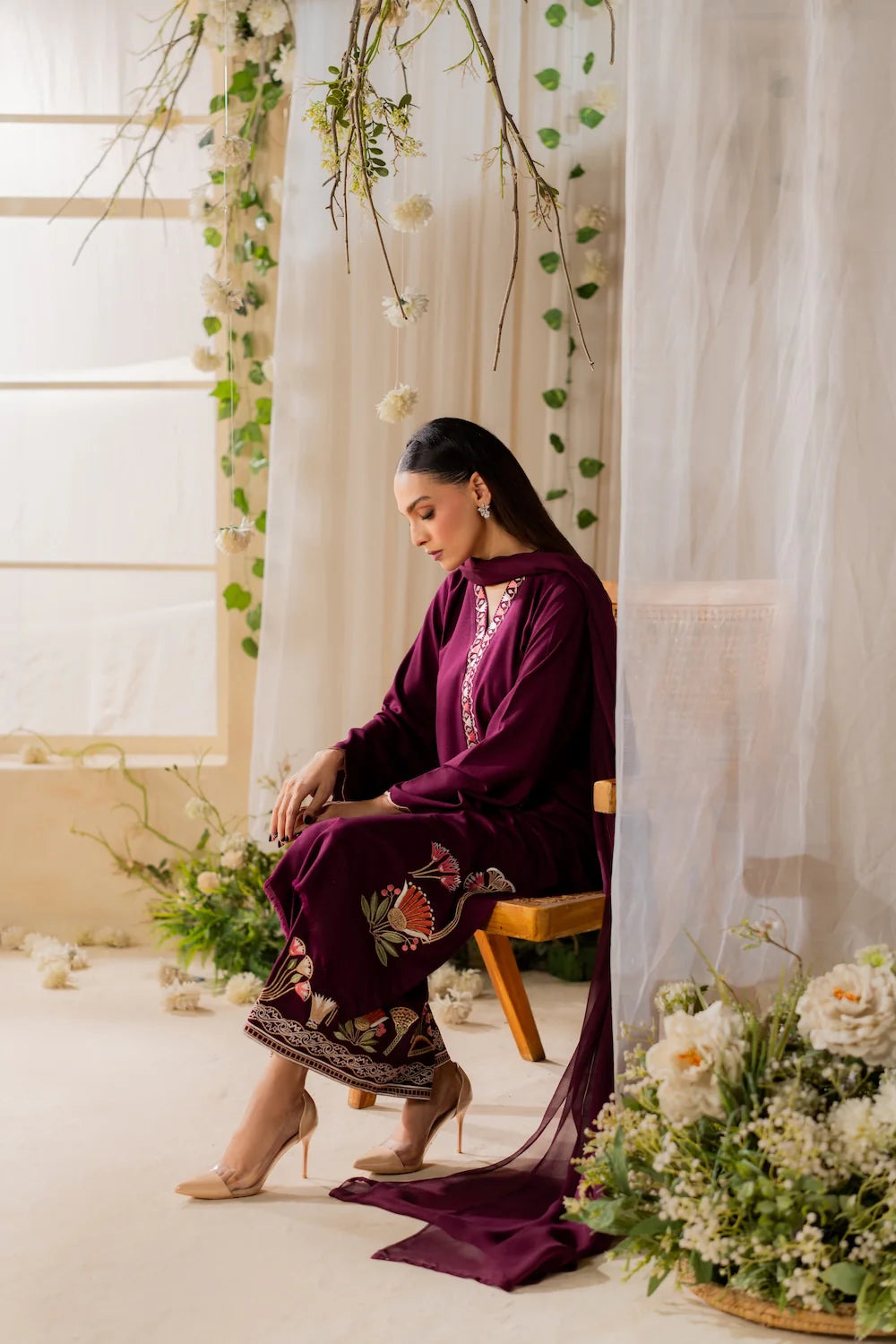 Fareeha - 3pc Embroidred Suit - Premium Fabric