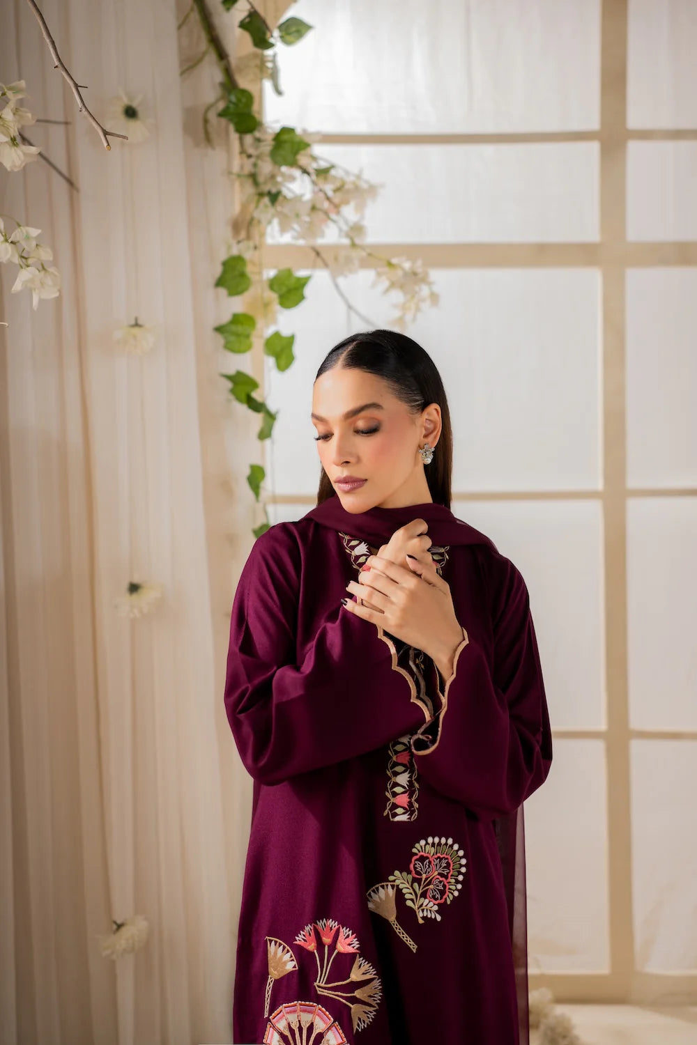 Fareeha - 3pc Embroidred Suit - Premium Fabric