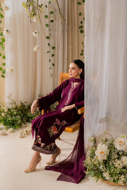 Fareeha - 3pc Embroidred Suit - Premium Fabric