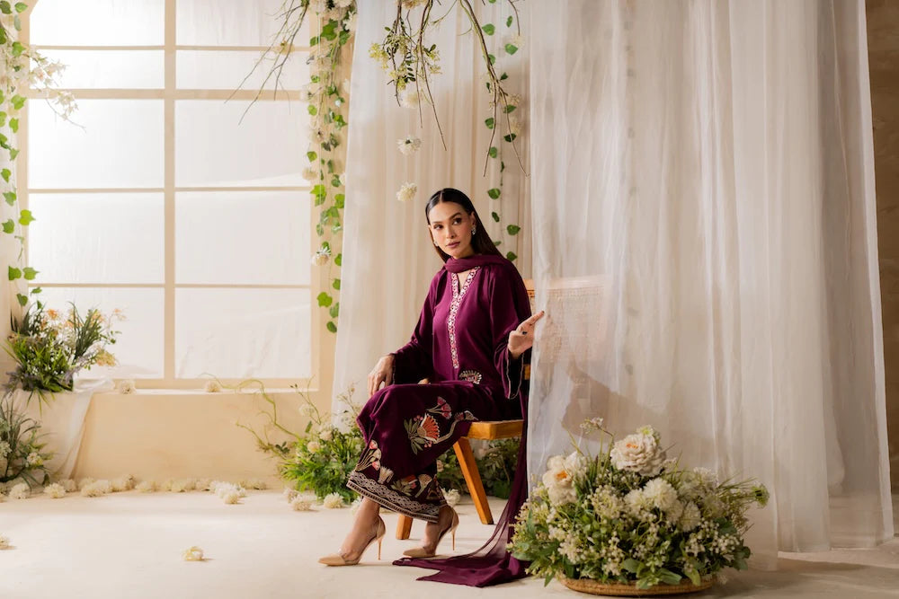Fareeha - 3pc Embroidred Suit - Premium Fabric