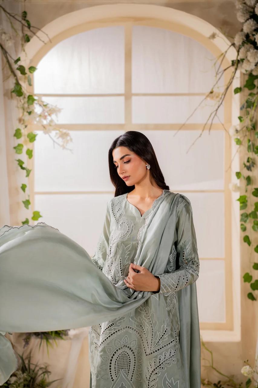 Sufaira - 3pc Cutwork Embroidred Suit - Premium Fabric