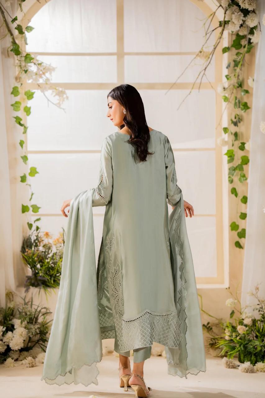 Sufaira - 3pc Cutwork Embroidred Suit - Premium Fabric