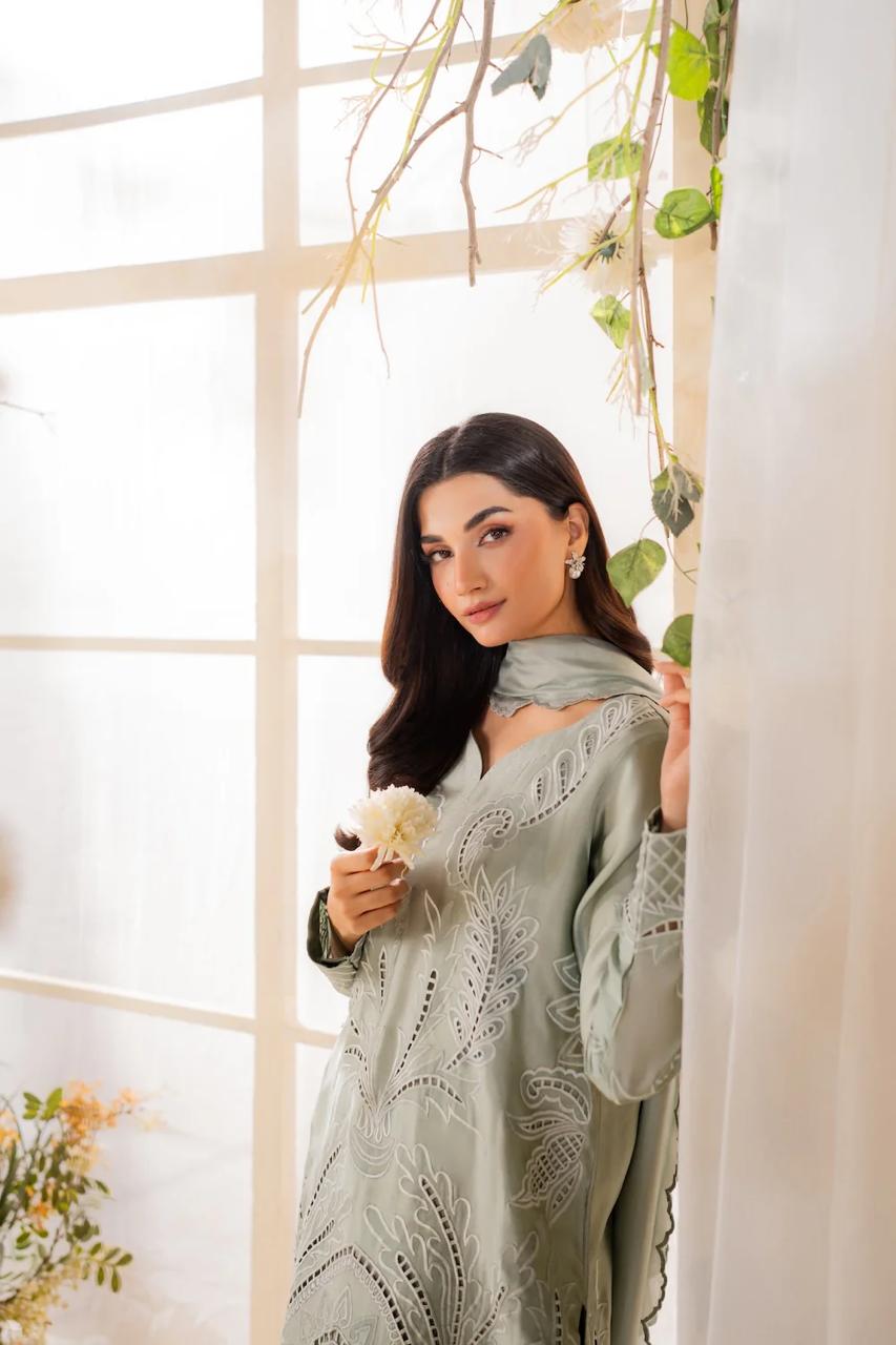 Sufaira - 3pc Cutwork Embroidred Suit - Premium Fabric