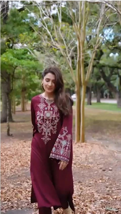 Nida - 3pc Embroidered Suit - Premium Fabric