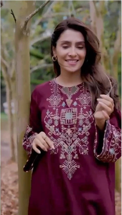Nida - 3pc Embroidered Suit - Premium Fabric
